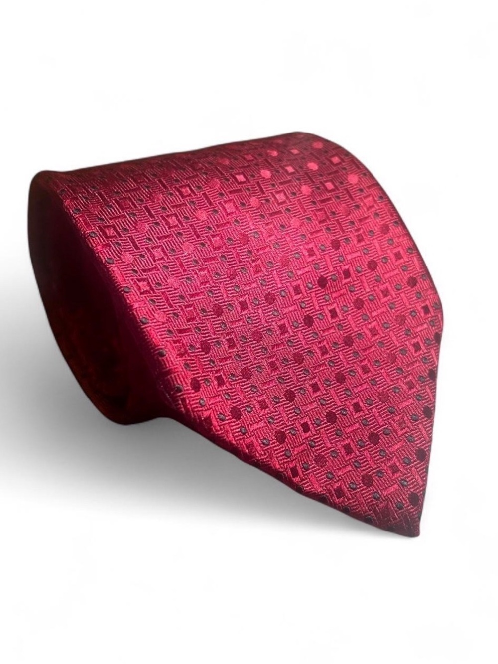 Stefano Ricci Luxury Tie Burgundy Red Geometric Woven Silk Necktie Italy Men's